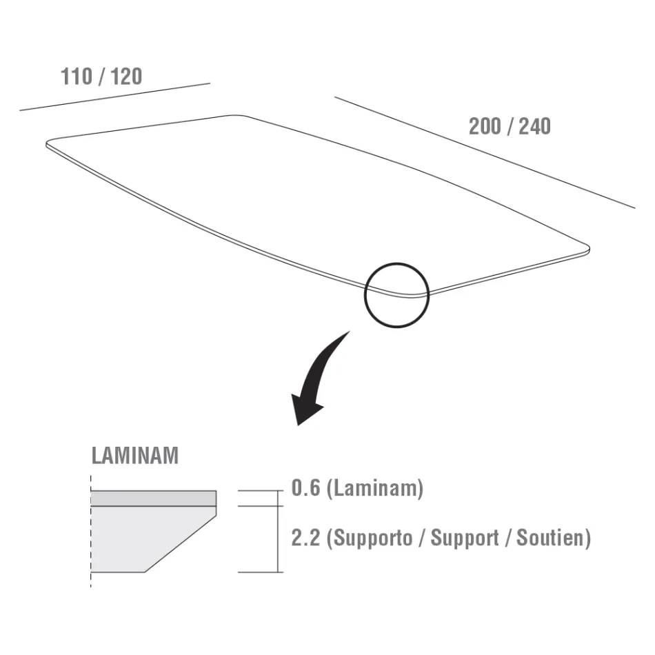 Kitchen Table in Laminam with Metal Structure Made in Italy - Carlino Viadurini