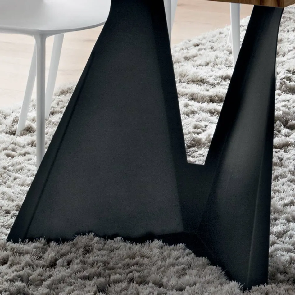 Kitchen Table in Wood and Metal Made in Italy, High Quality - Dotto Viadurini