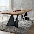 Kitchen Table in Wood and Metal Made in Italy, High Quality - Dotto Viadurini