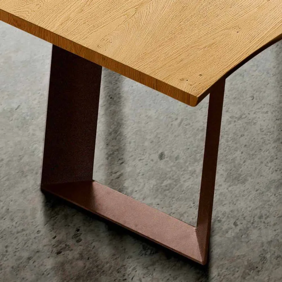 Kitchen table in solid wood and metal made in Italy, Flora Viadurini