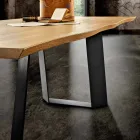 Kitchen table in solid wood and metal made in Italy, Flora Viadurini