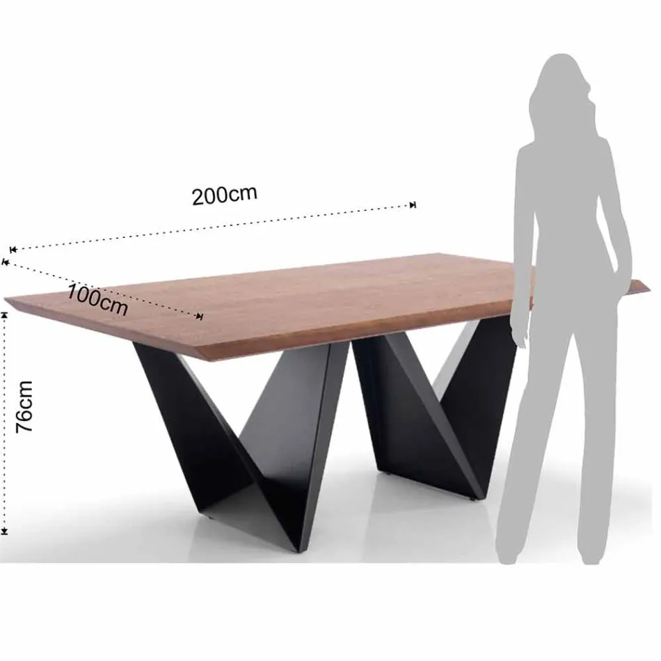 Modern Design Kitchen Table in MDF and Metal, Helene Viadurini