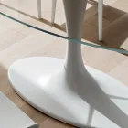 Luxury Kitchen Table in Tempered Glass and Marble Made in Italy - Brontolo Viadurini