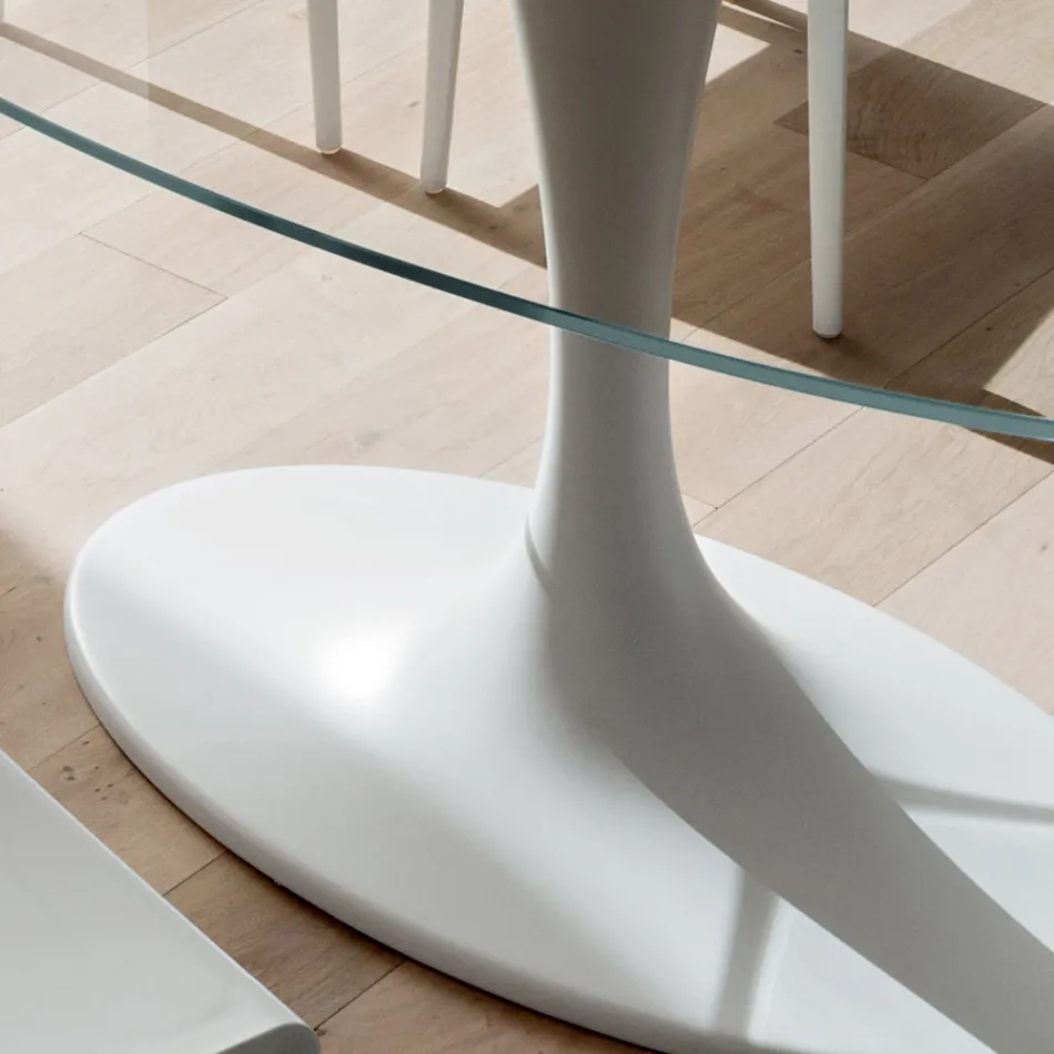 Luxury Kitchen Table in Tempered Glass and Marble Made in Italy - Brontolo Viadurini