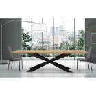 Modern Kitchen Table in Veneered Wood and Steel Made in Italy - Grotta Viadurini