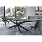 Modern Kitchen Table in Veneered Wood and Steel Made in Italy - Grotta Viadurini