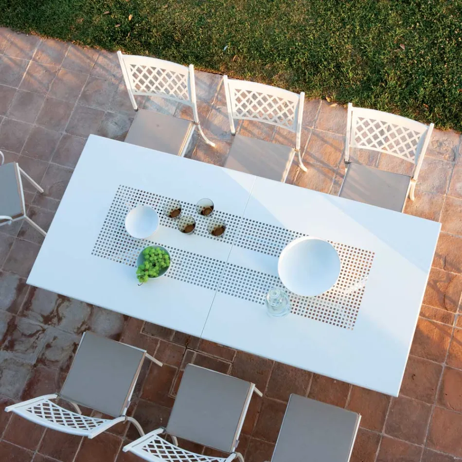 Extendable Outdoor Table Up to 320 cm in Galvanized Steel Made in Italy - Pearl Viadurini