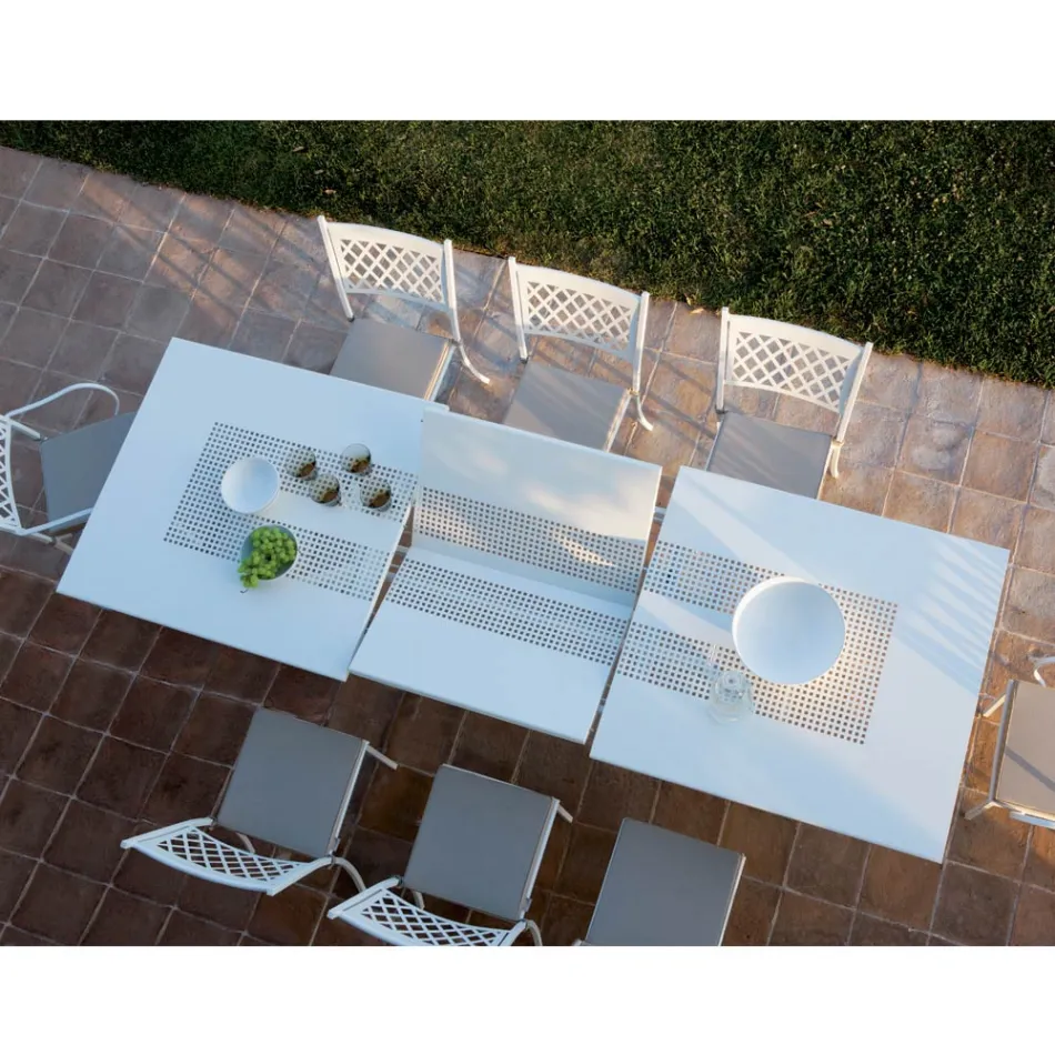 Extendable Outdoor Table Up to 320 cm in Galvanized Steel Made in Italy - Pearl Viadurini