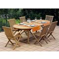 Outdoor Table with 2 Armchairs and 4 Teak Chairs - Yggdrasil