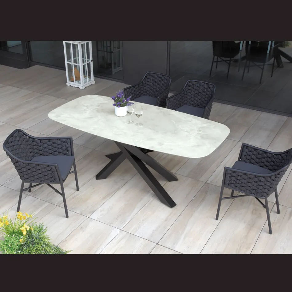 Outdoor Table with Aluminium Base and 12mm Laminated HPL Top - Zefiro Viadurini