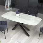 Outdoor Table with Aluminium Base and 12mm Laminated HPL Top - Zefiro Viadurini