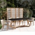 Outdoor Table with Wooden Base and Black Marquinia Ceramic Top - Infinity