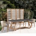Outdoor Table with Wooden Base and Pietra Grey Ceramic Top - Infinity