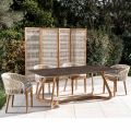 Outdoor Table with Wooden Base and Pulpis Brown Ceramic Top - Infinity
