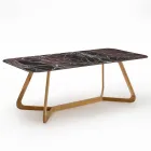 Outdoor Table with Wooden Base and Domus Red Ceramic Top - Infinity Viadurini