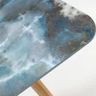 Outdoor Table with Wooden Base and Ceramic Top Thunderstorm - Infinity Viadurini