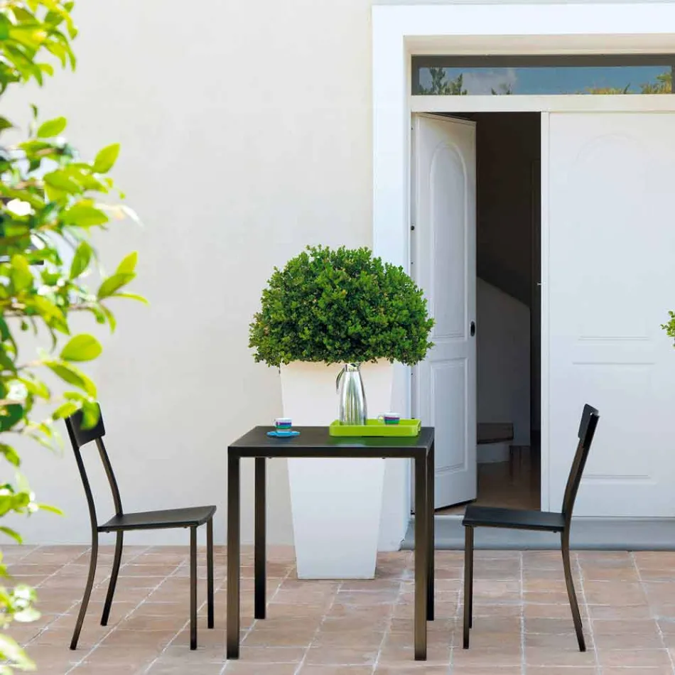 Modern Stackable Square Metal Outdoor Table Made in Italy - Aila Viadurini