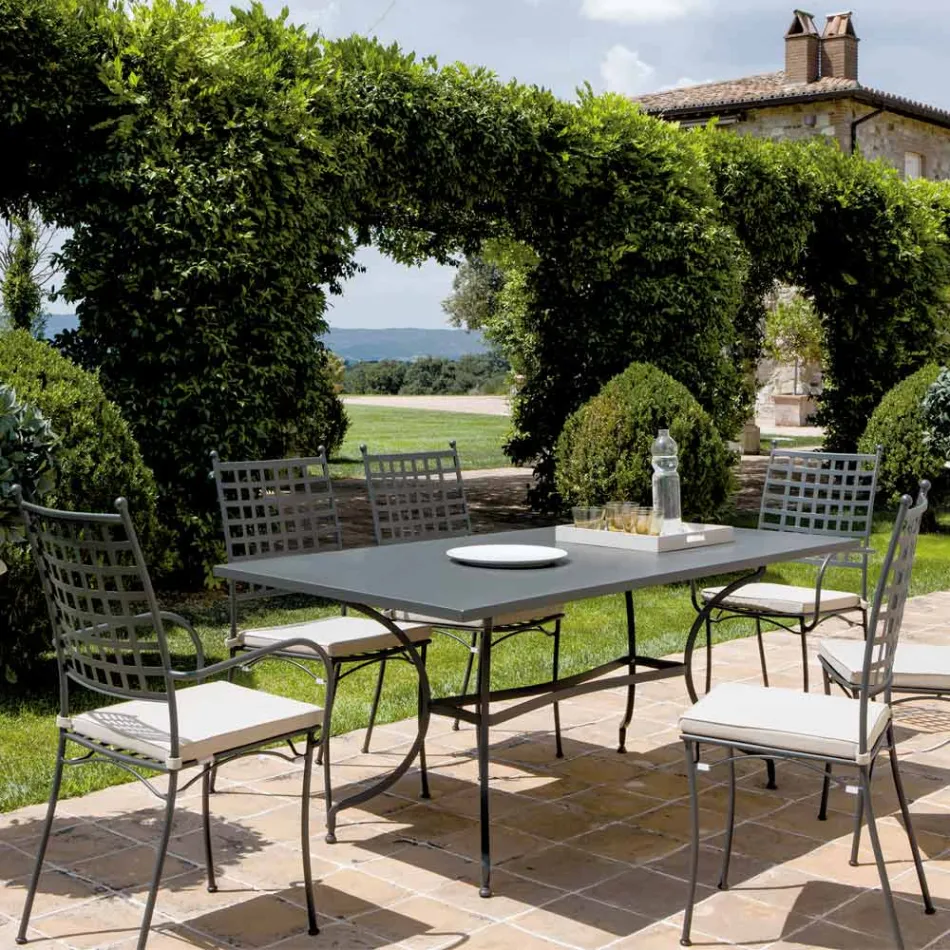 Rectangular Galvanized Steel Outdoor Table Made in Italy - Sibo Viadurini