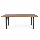 Outdoor Table in Acacia Wood with Legs in Painted Steel - Sheldon Viadurini