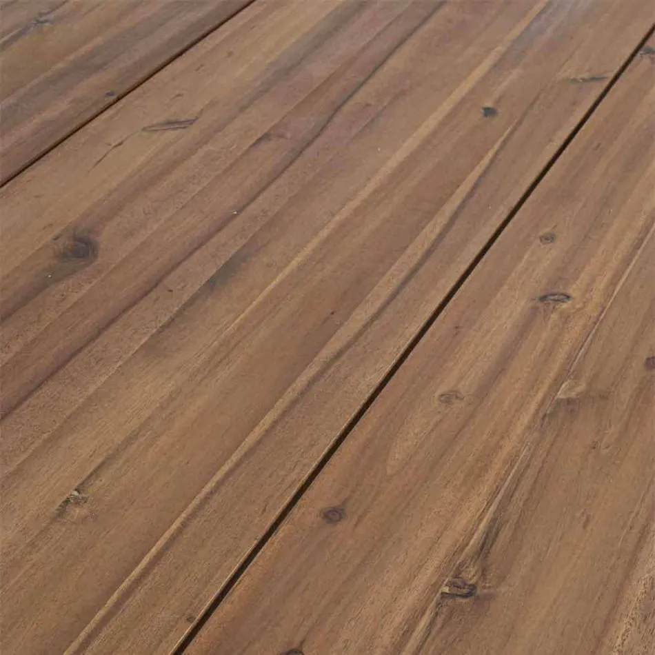 Outdoor Table in Acacia Wood with Legs in Painted Steel - Sheldon Viadurini