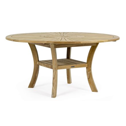 Outdoor Teak Table with Swivel Central Top, Homemotion - Dimitris Viadurini