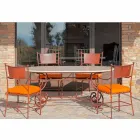 Travertine Outdoor Table with Mosaic Inserts Made in Italy - Elegant Viadurini