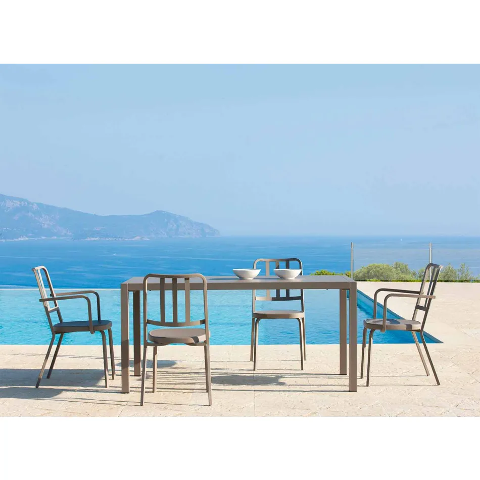 Self-Levelling Rectangular Metal Outdoor Table Made in Italy - Binda Viadurini
