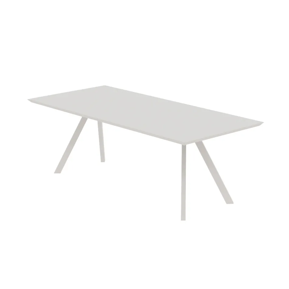 Rectangular Outdoor Table in Galvanized Steel Made in Italy - Brienne Viadurini