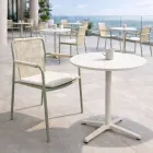 Round Outdoor Table Diameter 75 cm in Beige Aluminium - Brisea Viadurini