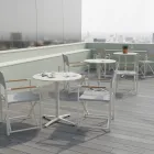 Round Outdoor Table Diameter 75 cm in Beige Aluminium - Brisea Viadurini