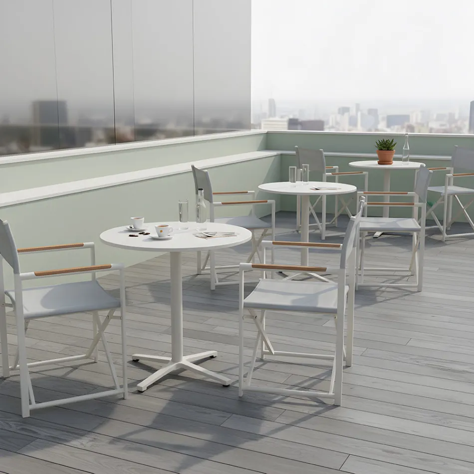 Round Outdoor Table Diameter 75 cm in Beige Aluminium - Brisea Viadurini