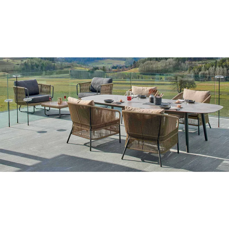 Varaschin Ellisse design outdoor table in colored aluminium Viadurini