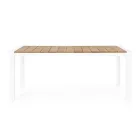 Garden Table 180x90 cm with Aluminium Base and Teak Top - Mean Viadurini