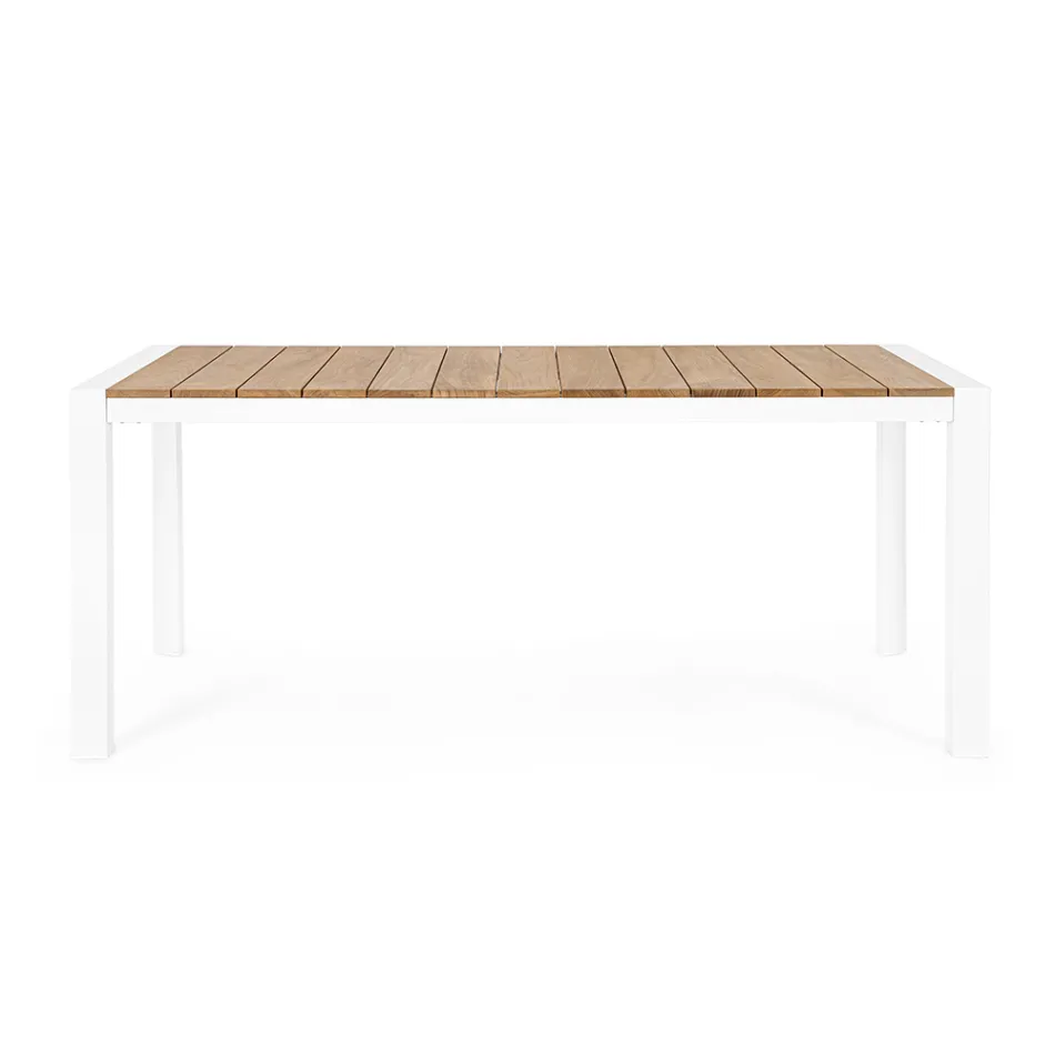 Garden Table 180x90 cm with Aluminium Base and Teak Top - Mean Viadurini