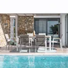 Garden Table 180x90 cm with Aluminium Base and Teak Top - Mean Viadurini