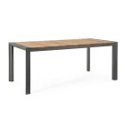 Garden Table 180x90 cm with Aluminium Base and Teak Top - Mean Viadurini