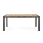 Garden Table 180x90 cm with Aluminium Base and Teak Top - Mean Viadurini