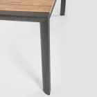 Garden Table 180x90 cm with Aluminium Base and Teak Top - Mean Viadurini