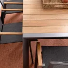 Garden Table 180x90 cm with Aluminium Base and Teak Top - Mean Viadurini