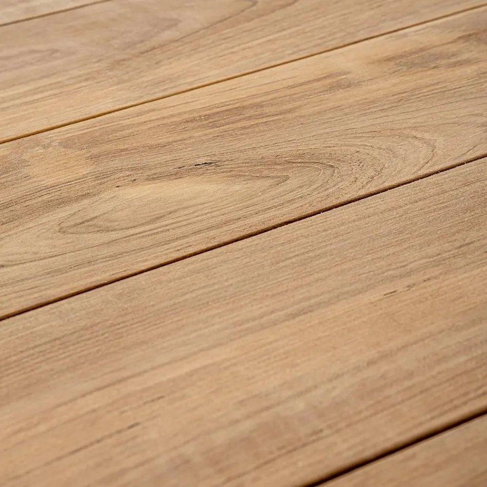 Garden Table 180x90 cm with Aluminium Base and Teak Top - Mean Viadurini