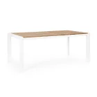 Garden Table 180x90 cm with Aluminium Base and Teak Top - Mean Viadurini