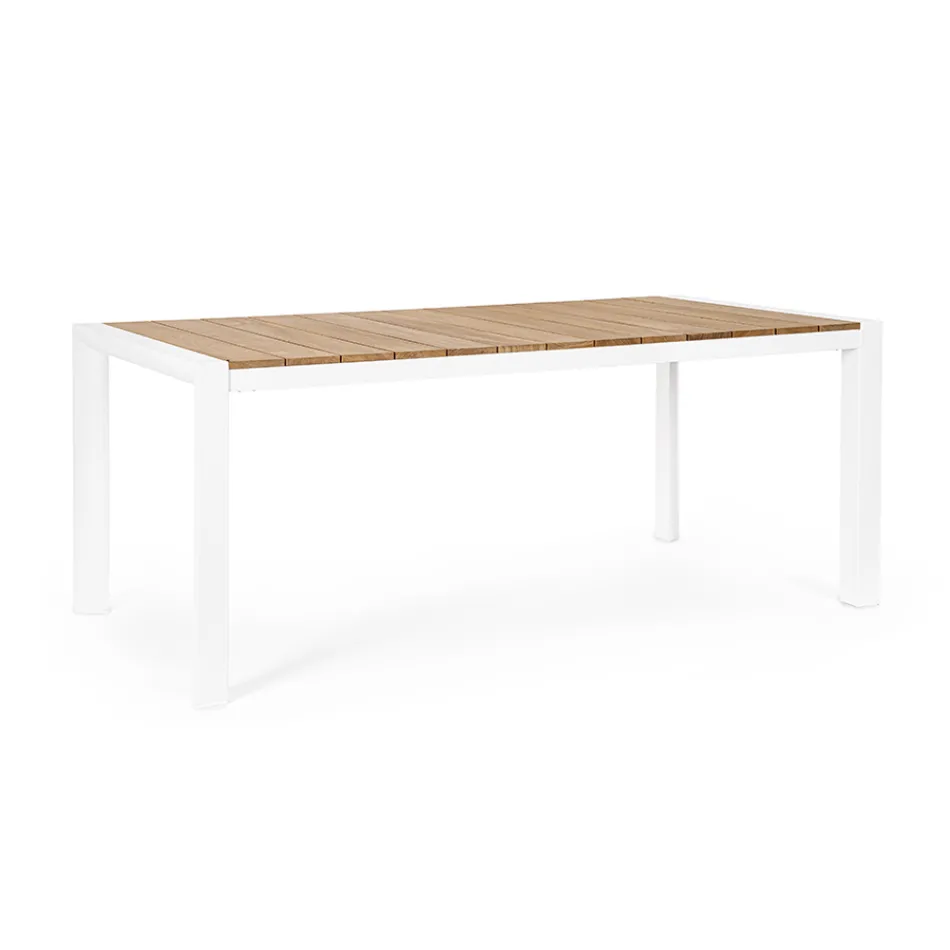 Garden Table 180x90 cm with Aluminium Base and Teak Top - Mean Viadurini