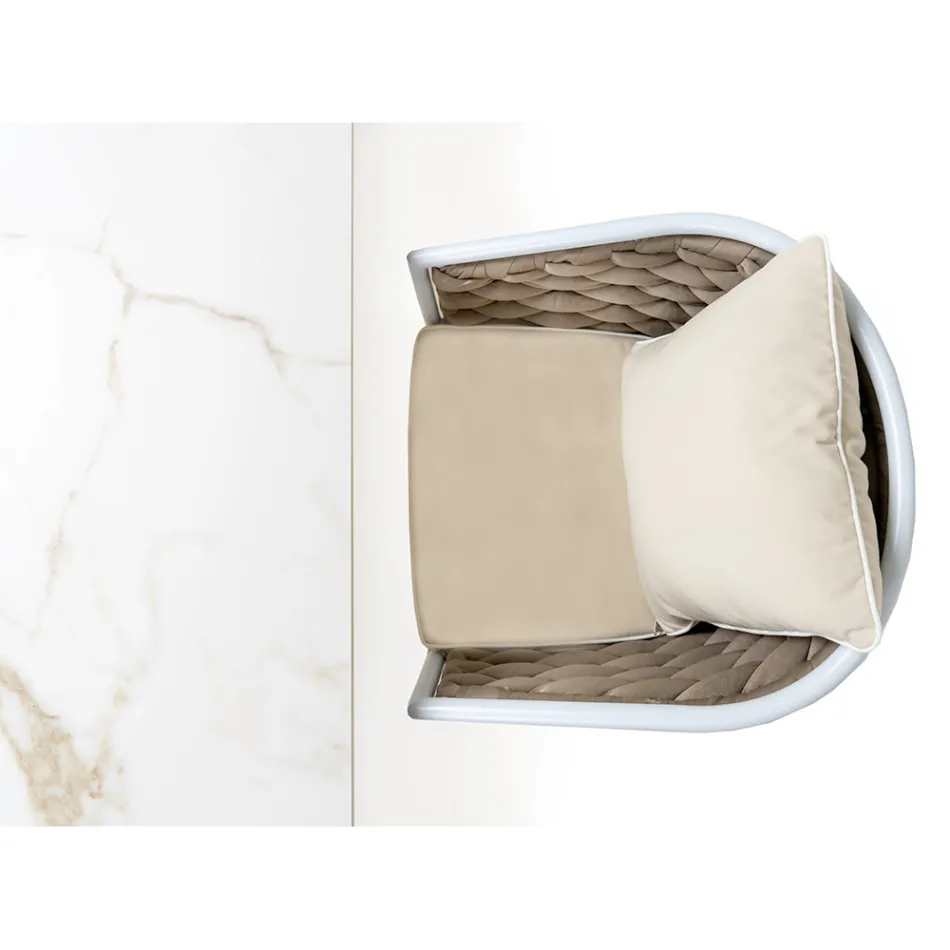 Garden Table with 4 Chairs in Aluminium and Weaving - Artes Viadurini