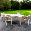 Garden Table with 4 Chairs in Aluminium and Weaving - Artes