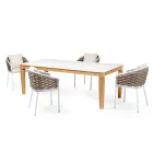 Garden Table with 4 Chairs in Aluminium and Weaving - Artes Viadurini