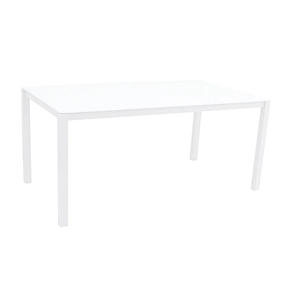 Garden Table with Painted Aluminium Structure and Glass Top - Salim Viadurini