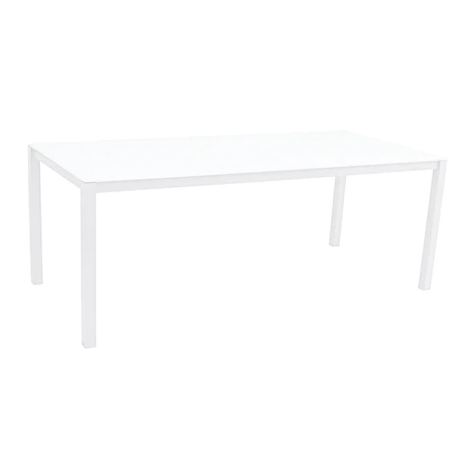 Garden Table with Painted Aluminium Structure and Glass Top - Salim Viadurini