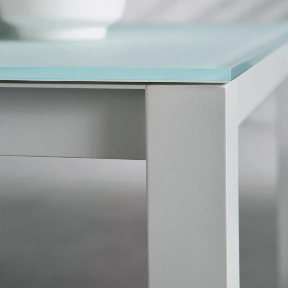 Garden Table with Painted Aluminium Structure and Glass Top - Salim Viadurini