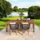 Garden Table with Brushed Natural Teak Structure - Artes Viadurini
