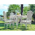 Table with glass top garden design Romeo, handmade Viadurini